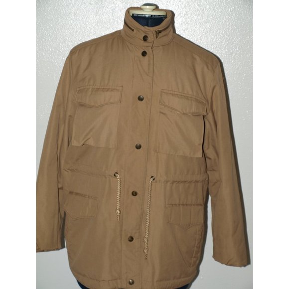 London fog string lined hooded military brown jacket M - Picture 7 of 16
